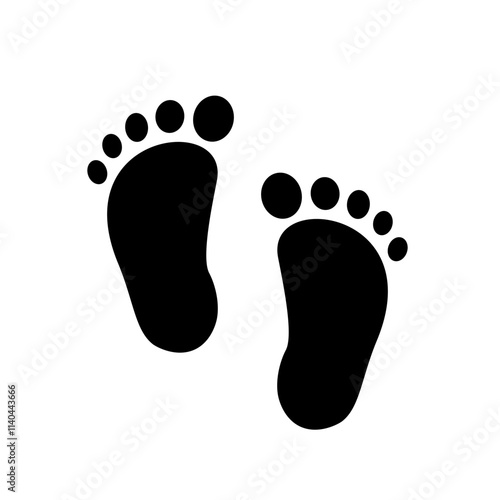 Foot imprint icon. Baby feet print