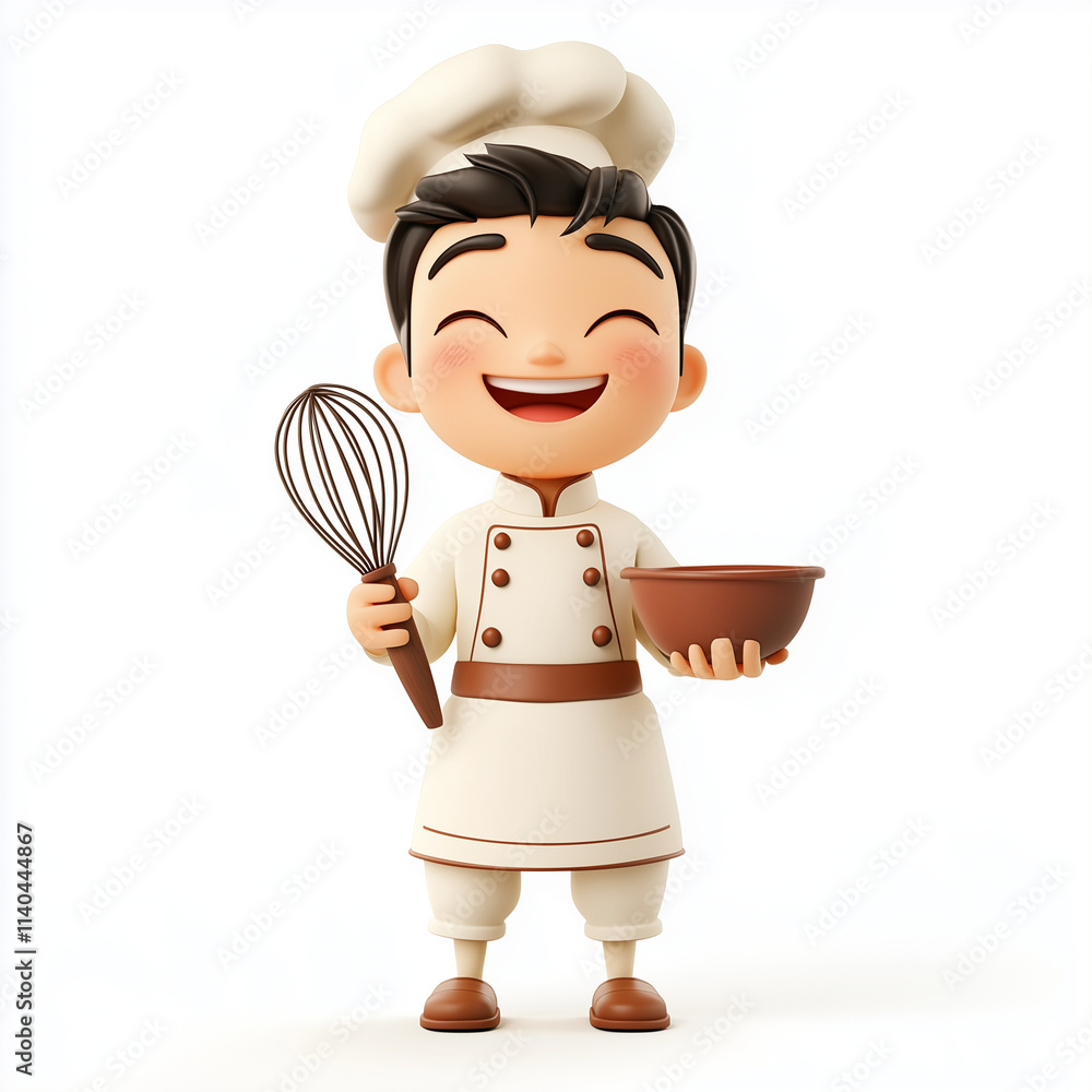 A photo illustration cartoon of baker is doing bakery A photo illustration cartoon of baker is doing bakery