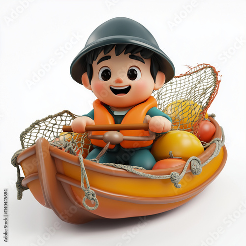A photo illustration cartoon of fisherman 