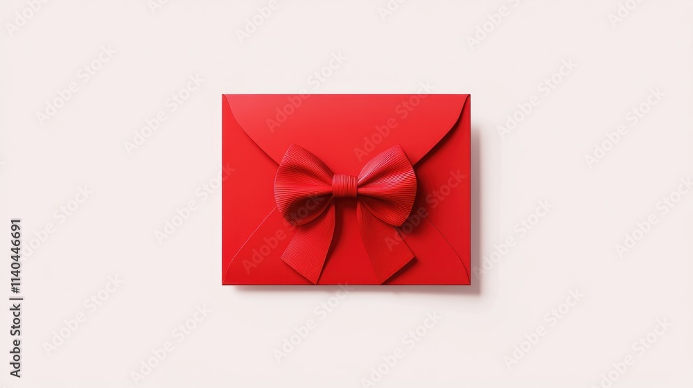 A red gift card with a bow and ribbon, placed inside a red envelope, surrounded by a minimalist white background. A red gift card with a bow and ribbon, placed inside a red envelope, surrounded by a minimalist white background.