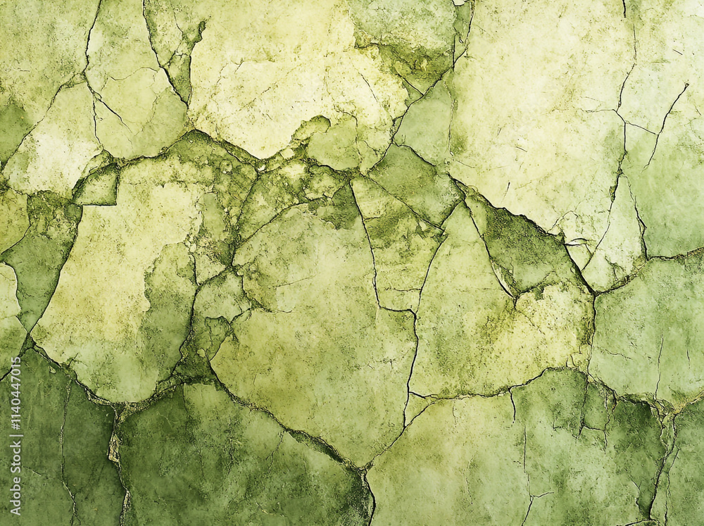 Obraz premium Cracked green wall texture with a weathered appearance highlighting nature's influence