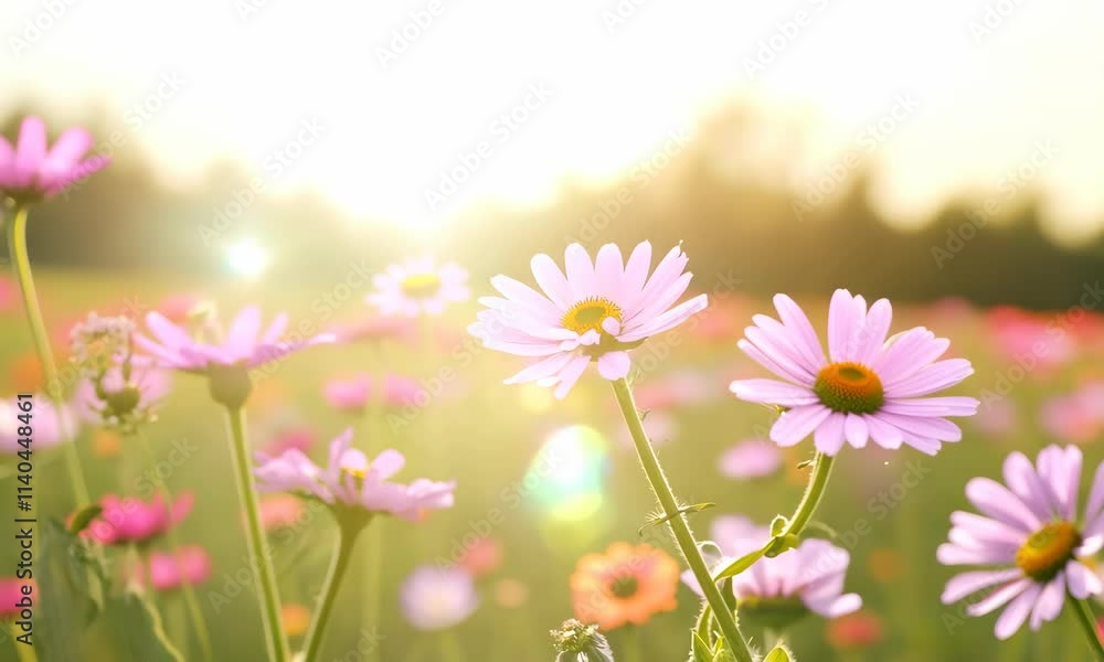 Beautiful field of colorful cosmos flower in a meadow in nature in the rays of sunlight in summer in the spring close-up of a macro. A picturesque colorful artistic image Beautiful field of colorful cosmos flower in a meadow in nature in the rays of sunlight in summer in the spring close-up of a macro. A picturesque colorful artistic image