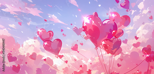 cute kawaii anime cartoon valentine background month of love
