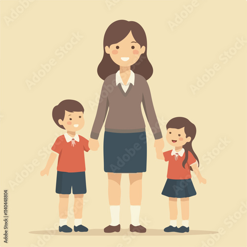 kids going school illustration vector design, Children getting ready for school vector design