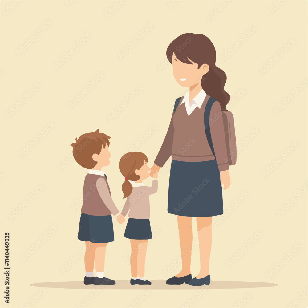 Children getting ready for school vector design, kids going school illustration vector design Children getting ready for school vector design, kids going school illustration vector design