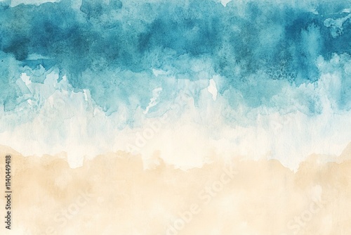 Blue and beige watercolor gradient background with texture