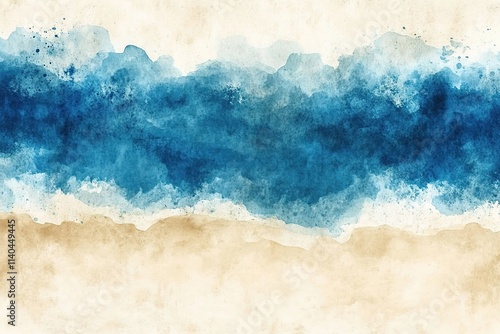 Blue and beige watercolor sea and beach gradient