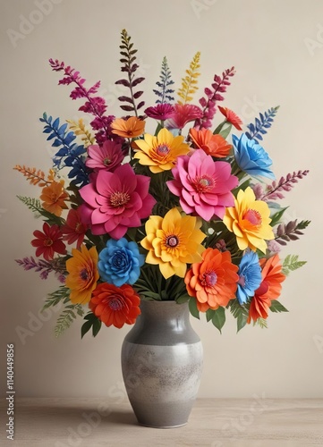 Wallpaper Mural Handmade bouquet made of colorful craft paper flowers in a vase, bouquet, decoration Torontodigital.ca