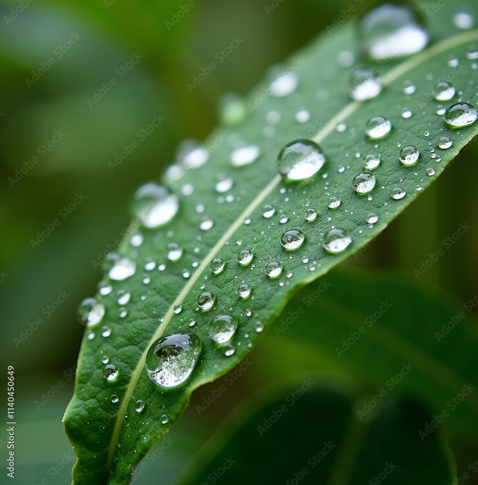 Dew drops on green leaf macro nature photography Dew drops on green leaf macro nature photography