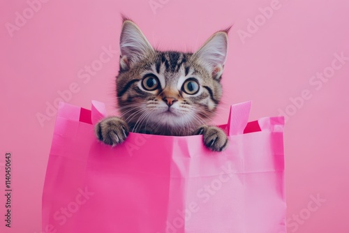 Fotografie beautyfull cat/ kitty on pink baground