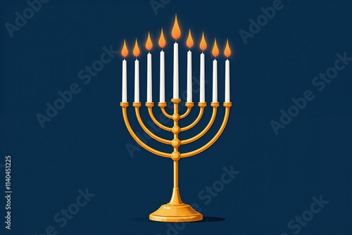 Celebrate the Festival of Lights with This Elegant Golden Menorah, Perfect for Hanukkah Decorations and Gifts.