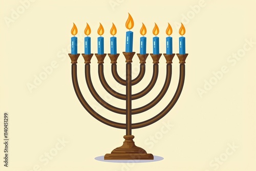 Celebrate Hanukkah with This Beautiful Menorah Illustration, Perfect for Greeting Cards, Invitations, and Home Decor.