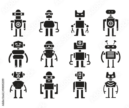robot icons set vector illustration