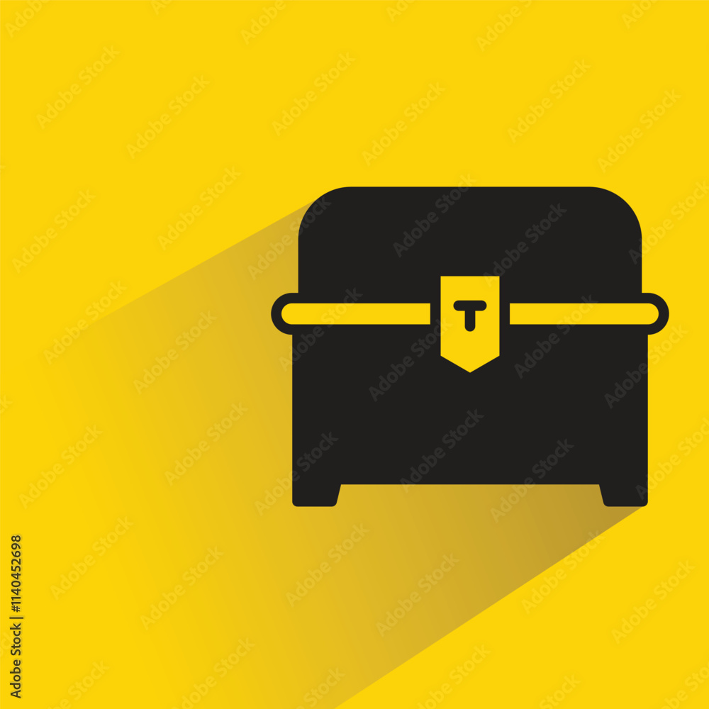 treasure chest icon with shadow on yellow background treasure chest icon with shadow on yellow background