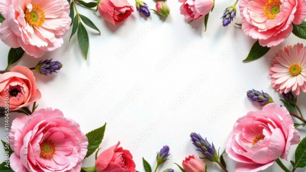 Spring or summer card with empty space for congratulations or invitation, Mother's Day or Happy Spring Day card, Wedding invitation, space for text on spring background with flowers Spring or summer card with empty space for congratulations or invitation, Mother's Day or Happy Spring Day card, Wedding invitation, space for text on spring background with flowers