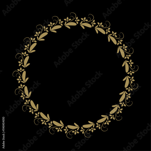 Decorative golden frame in floral ornament.