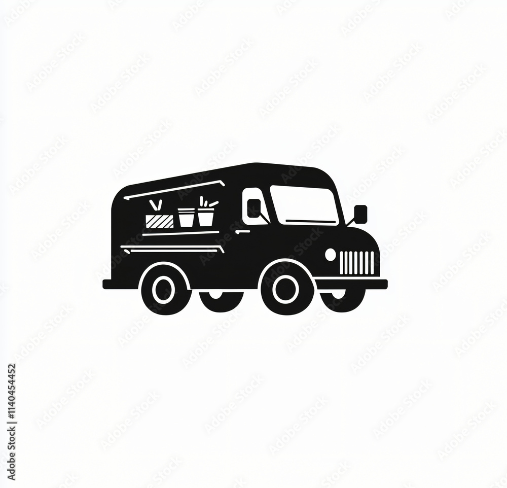 food truck vector silhouette icon for logo, isolated on white background food truck vector silhouette icon for logo, isolated on white background