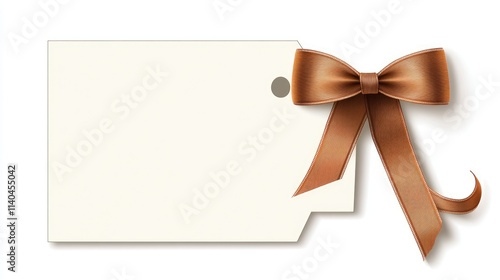 Blank Gift Tag with Brown Ribbon Bow
