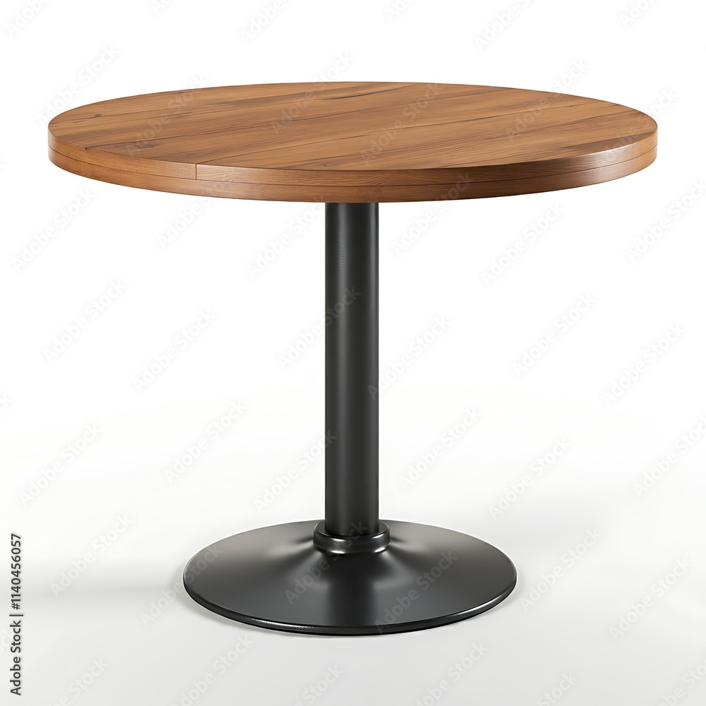 Stylish Round Table with Solid Wood Surface and Sleek Base Stylish Round Table with Solid Wood Surface and Sleek Base