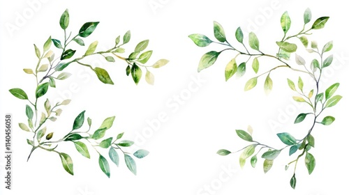 Watercolor Green Branch Frame