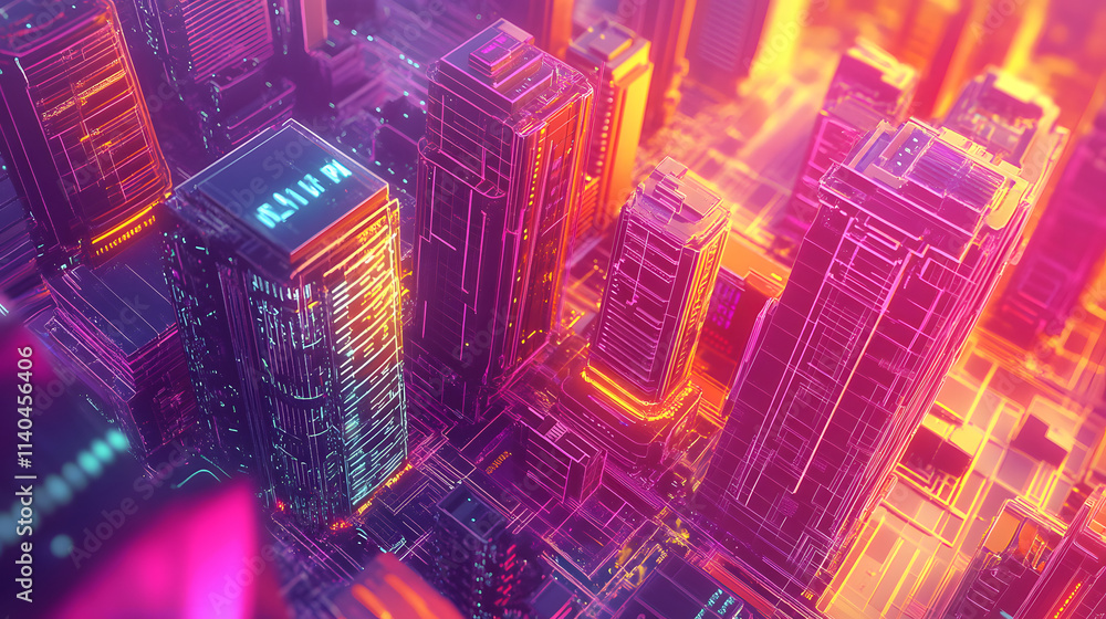 Futuristic 3D Blueprint of an Innovative Building Set Against a Captivating Digital Background Futuristic 3D Blueprint of an Innovative Building Set Against a Captivating Digital Background