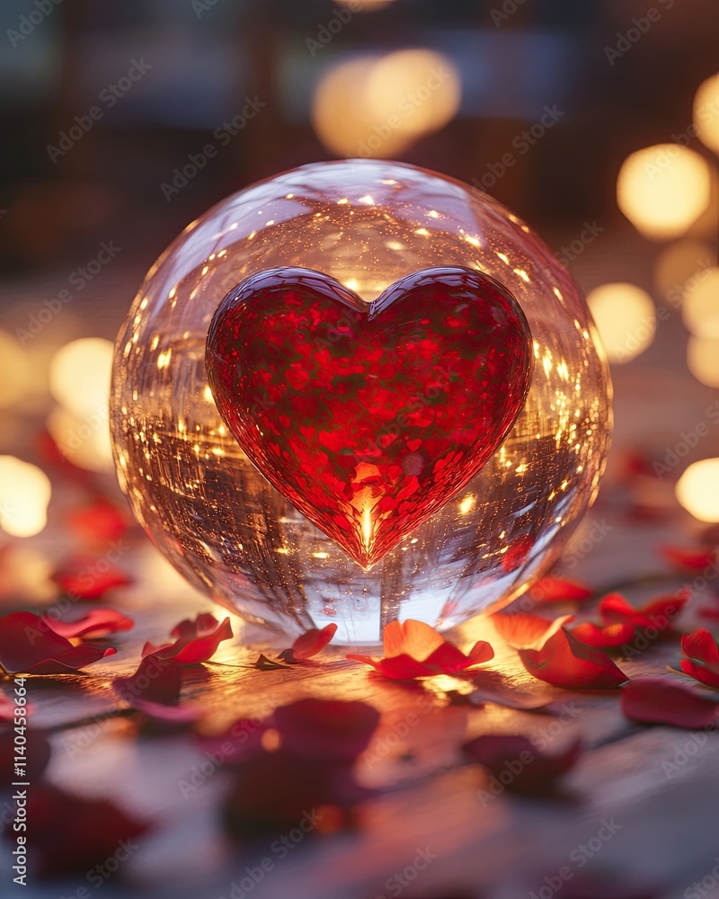 red Heart in a crystal ball
