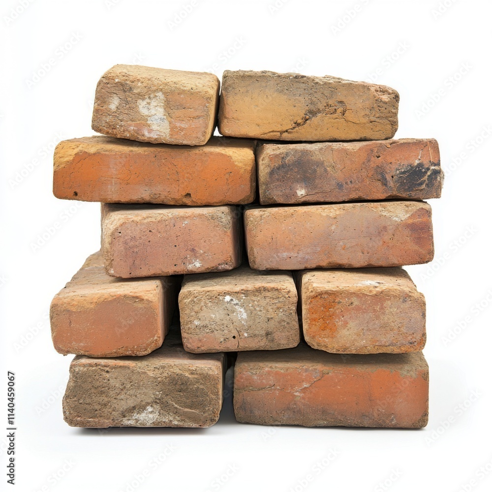 Stacked Old Bricks Featuring Earthen Tones in a Simple Arrangement for Building Projects Stacked Old Bricks Featuring Earthen Tones in a Simple Arrangement for Building Projects