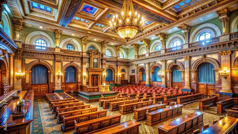 Obraz premium Kansas State Capitol Senate Chamber: Architectural Photography, Statehouse Interior, Legislative Building, Government Building, Kansas Architecture