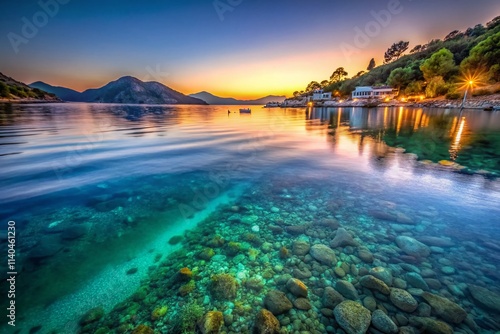 Kiyikislacik Aegean Sea: Stunning Low Light Photography, Turkey's Mugla Coastline, Crystal Clear Waters, Night Photography, Turkish Coast photo