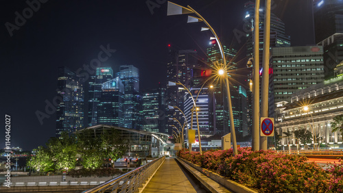 Photography Business Financial Downtown City and Skyscrapers Tower Building at Marina Bay ni