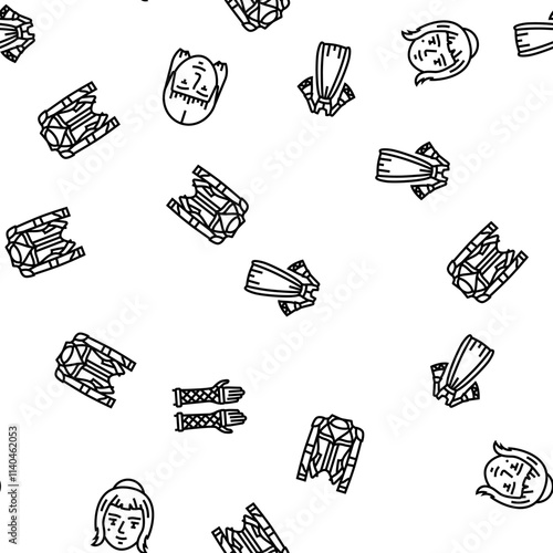 goth subculture punk gothic y2k vector seamless pattern thin line illustration