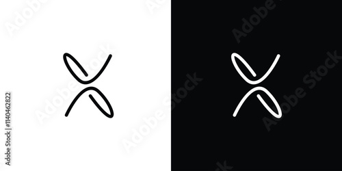 Elegant Minimalist Line Art X Logo with White and Black Background Variants
