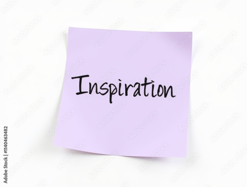 Sticky Note with Inspiration Light Purple Isolated on a White Background Sticky Note with Inspiration Light Purple Isolated on a White Background