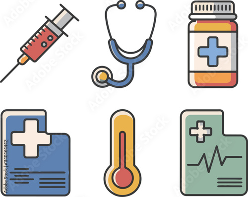 Medical related vector silhouettes icon set design