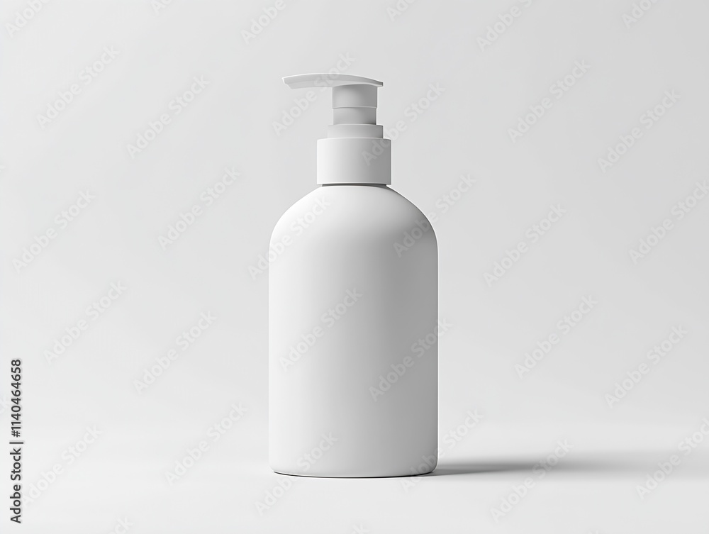 Minimalist White Bottle with Pump Dispenser on Isolated Background : Generative AI Minimalist White Bottle with Pump Dispenser on Isolated Background : Generative AI