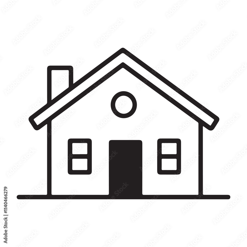 House icon vector art illustration, Black silhouette isolated on a white background House icon vector art illustration, Black silhouette isolated on a white background