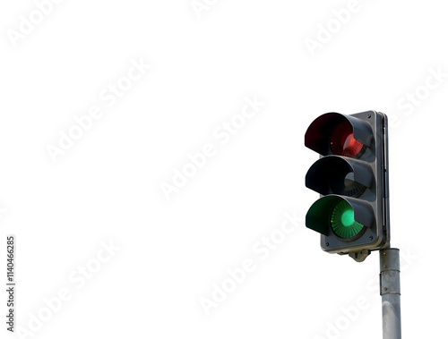 Traffic Signal: Green Light Against White Background, Minimalist Style photo