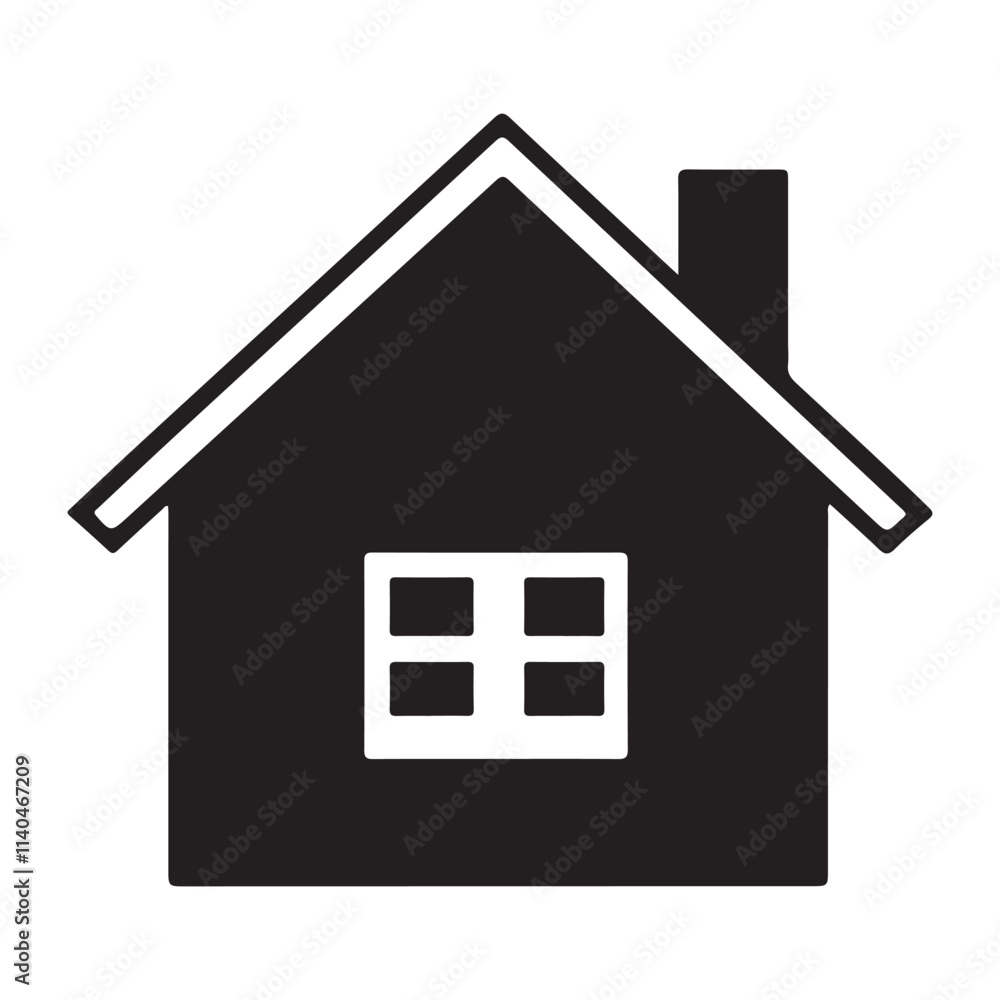 House icon vector art illustration, Black silhouette isolated on a white background House icon vector art illustration, Black silhouette isolated on a white background