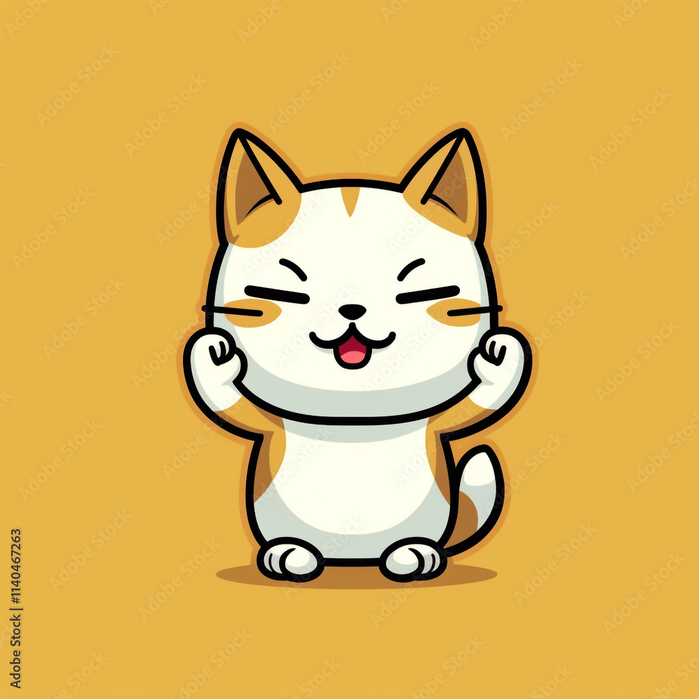 A cartoon cat is smiling and making a thumbs up gesture. The cat appears to be happy and playful A cartoon cat is smiling and making a thumbs up gesture. The cat appears to be happy and playful