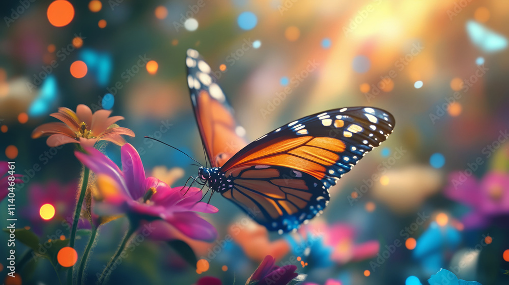 Happy New Year 2025 With Colorful Butterfly and Floral Decorations Creating Vibrant and Cheerful Scene Happy New Year 2025 With Colorful Butterfly and Floral Decorations Creating Vibrant and Cheerful Scene