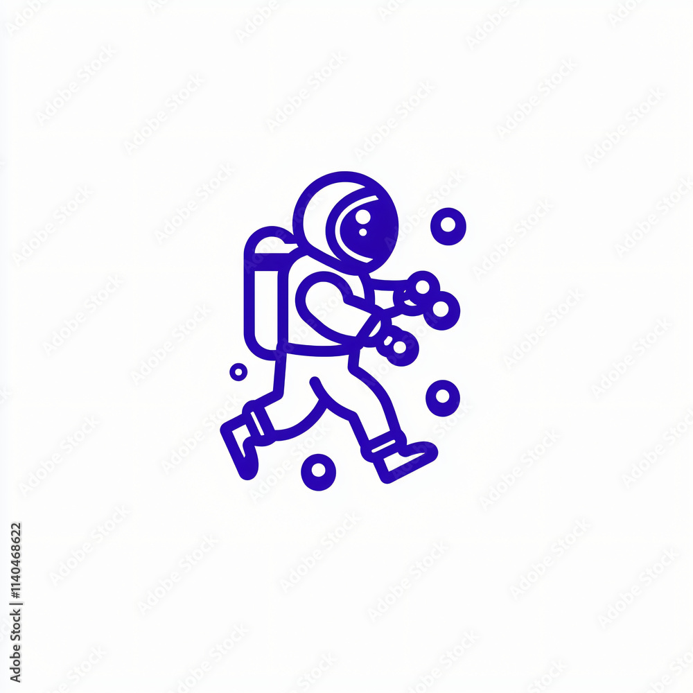 minimalist vector illustration of astronaut floating in space for logo, purple color on white background minimalist vector illustration of astronaut floating in space for logo, purple color on white background