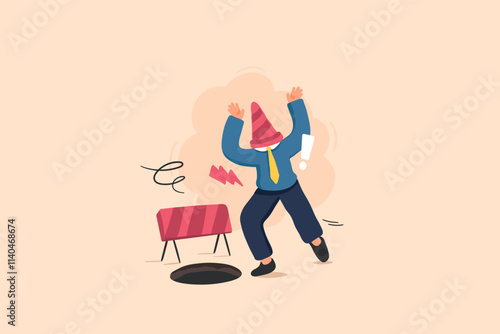 Error 404, Human Error.Construction Sign and Safety Illustration.