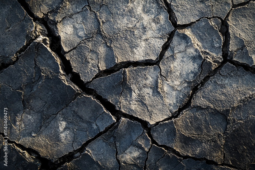 Fototapeta premium Cracked dry soil in a parched landscape during the summer heat