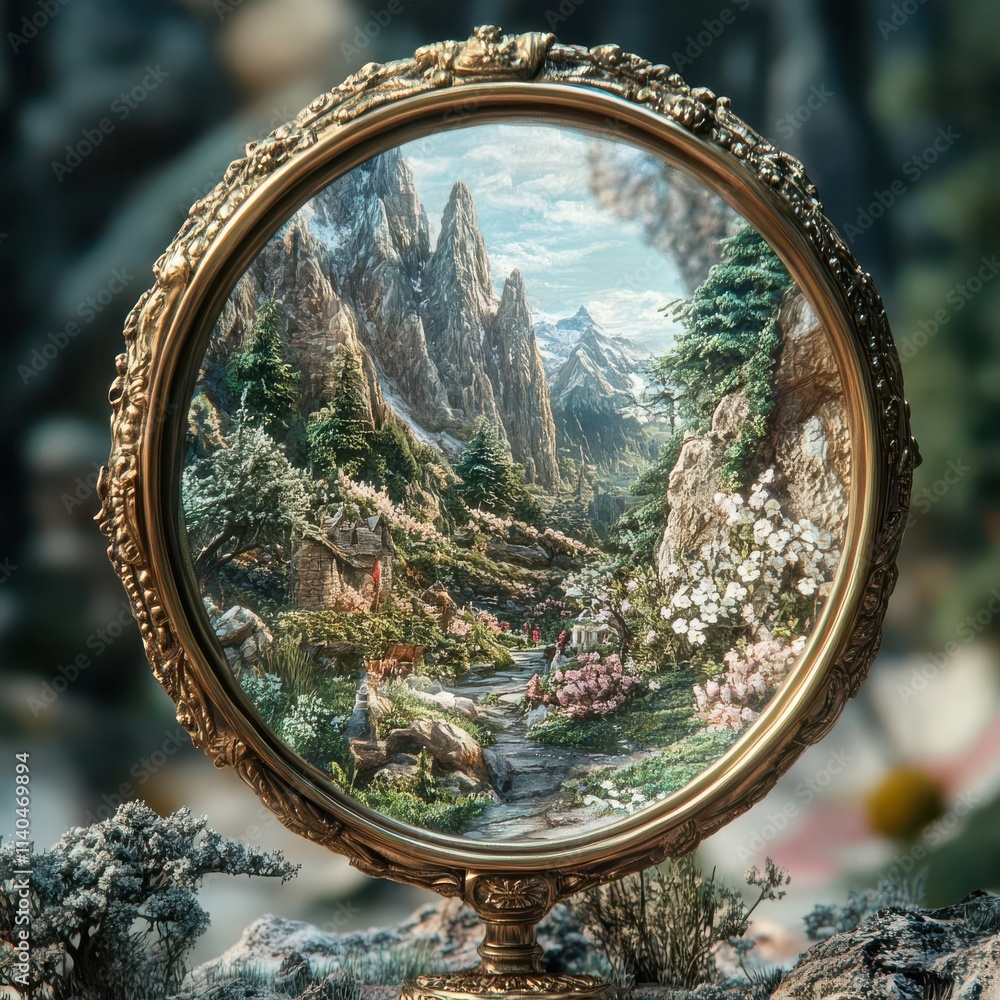 Obraz premium Discover intricate details through a magnifying glass lens, points of interest spring to life