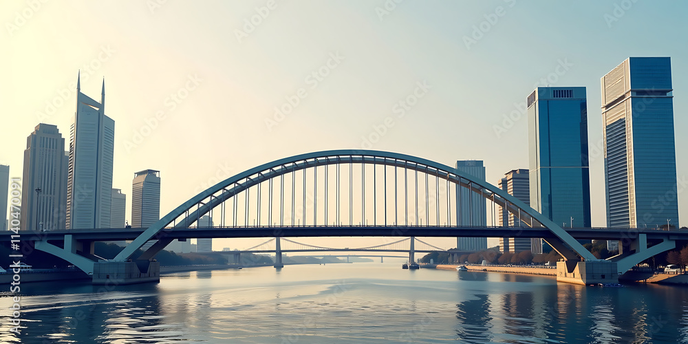 The Bridge to Success - A glass bridge connecting two skyscrapers symbolizing partnership. backdrop background digital art crisp oilpinting minimalist sharp details funny background copyspace The Bridge to Success - A glass bridge connecting two skyscrapers symbolizing partnership. backdrop background digital art crisp oilpinting minimalist sharp details funny background copyspace