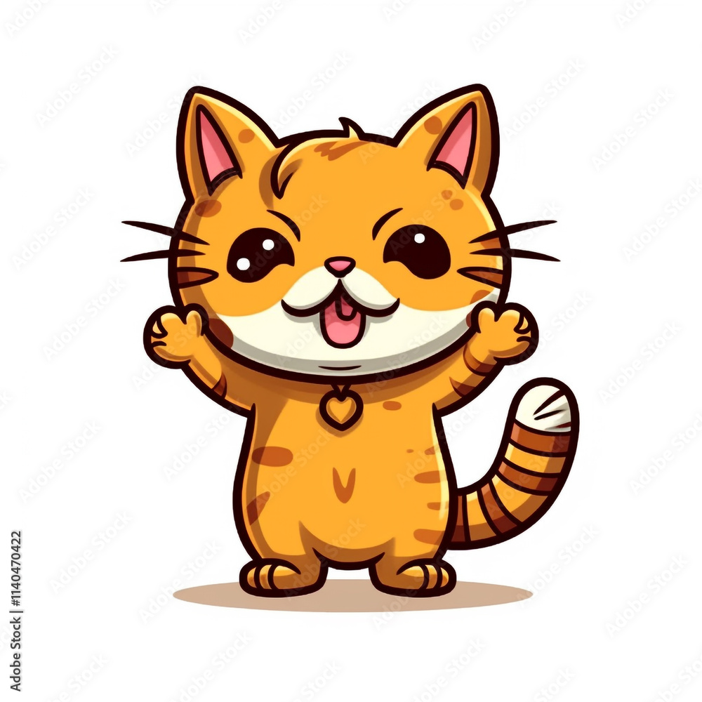 A cartoon cat is smiling and making a thumbs up gesture. The cat appears to be happy and playful A cartoon cat is smiling and making a thumbs up gesture. The cat appears to be happy and playful