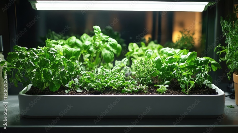 A small home herb garden, adding healthy flavors to meals A small home herb garden, adding healthy flavors to meals