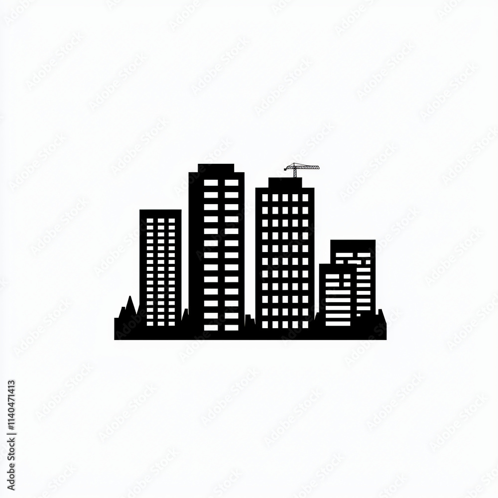 Obraz premium minimalist vector logo of architect with pencil and ruler forming abstract building silhouette isolated on white background