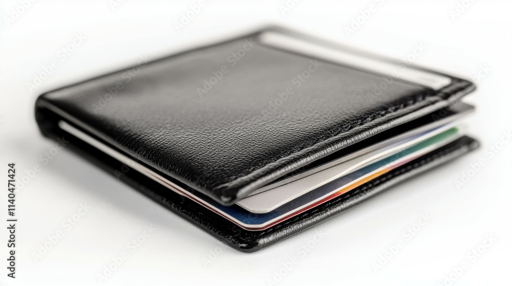 Black wallet with credit cards, white isolate background Black wallet with credit cards, white isolate background