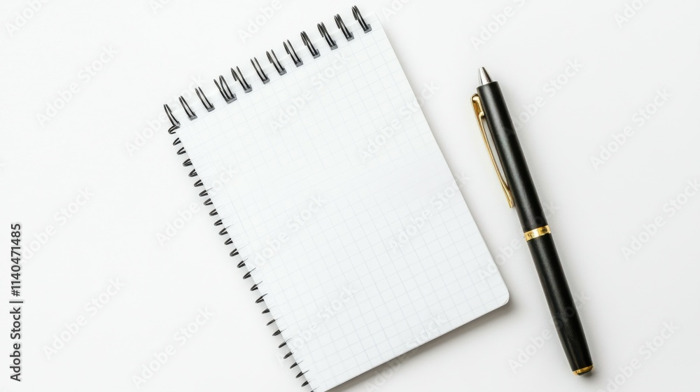 Blank notepad and pen on a white isolated background Blank notepad and pen on a white isolated background
